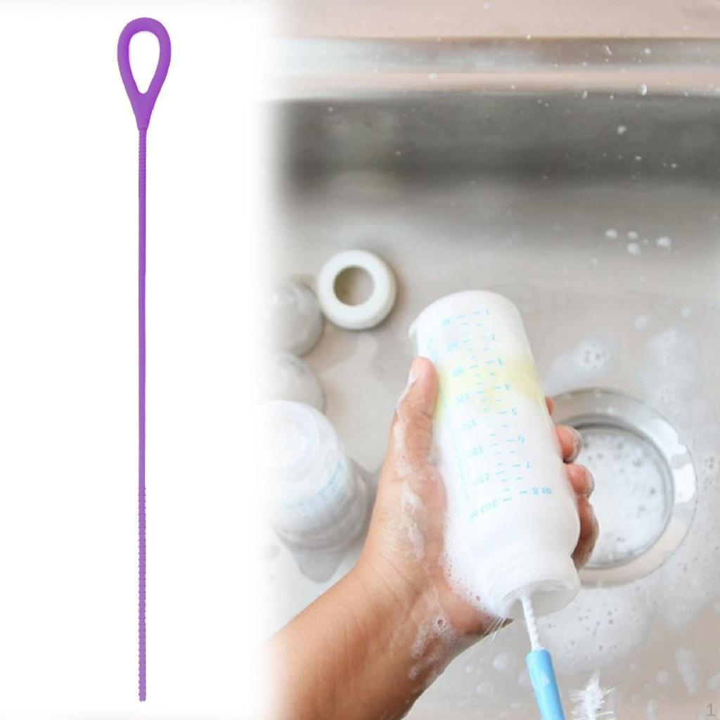 Silicone Straw Brush Long Bendable Multifuctional Bottle Reusable for Drink Lid