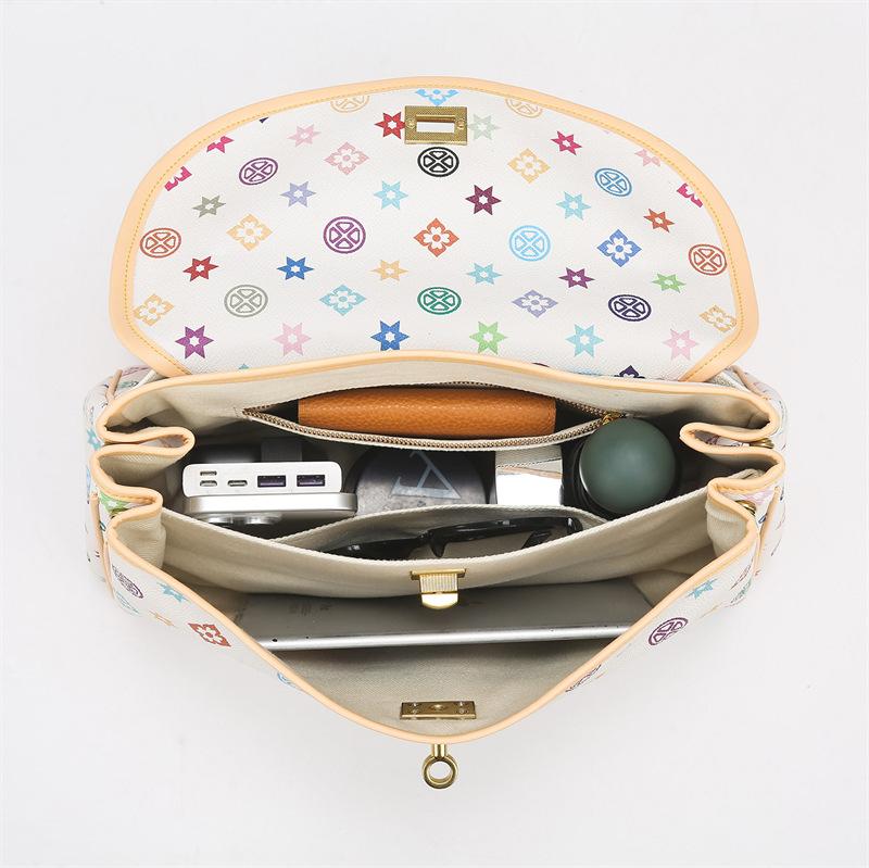 Tote Bag New Printed Shoulder Bag Fashionable High-end Versatile Handbag Large Capacity Contrast Color Bag For Women