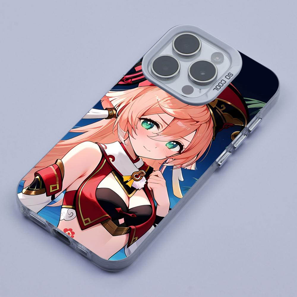 Game GI Yanfei White Translucent Mobile Phone Case for iPhone 17 16 15 14 13 12 11 X XR XS Air Pro Max Plus Colorful Cover