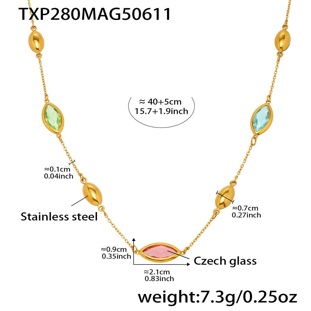 6 barev fazetované české skleněné náhrdelníky náramky visací náušnice na řetízku z nerezové oceli náramek náušnice pro ženy