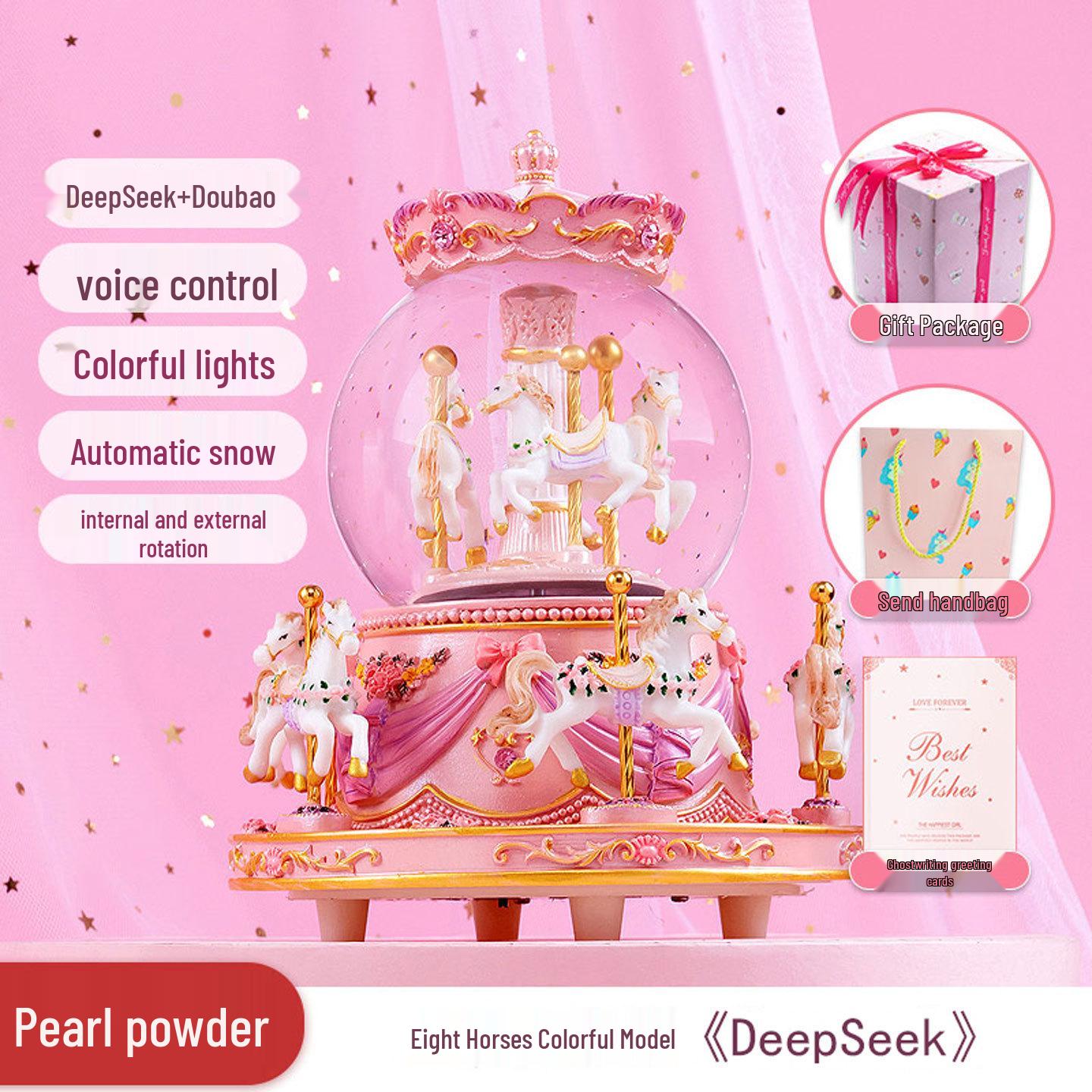 Bluetooth Carousel Crystal Ball Music Box with Light-Up Base - Ideal Birthday Gift for Girls