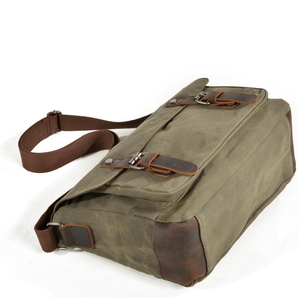 Mukawa Men's Water-Repellent Canvas Crossbody Messenger Bag - Retro Sports Shoulder Bag