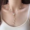 Elegant Butterfly Pendant Necklace With Freshwater Pearl Shell Tassel Lightweight Layered Locket Chain Women 2025