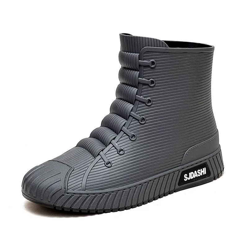 Couple Rain Boots Fashion Rubber Gumboot Non-slip Fishing Shoes for Men Waterproof Garden Work Boots for Women Botas Para Lluvia