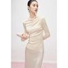 Mandy Zhang Women's Lyocell Wool Rhinestone Off-Shoulder Knit Sweater