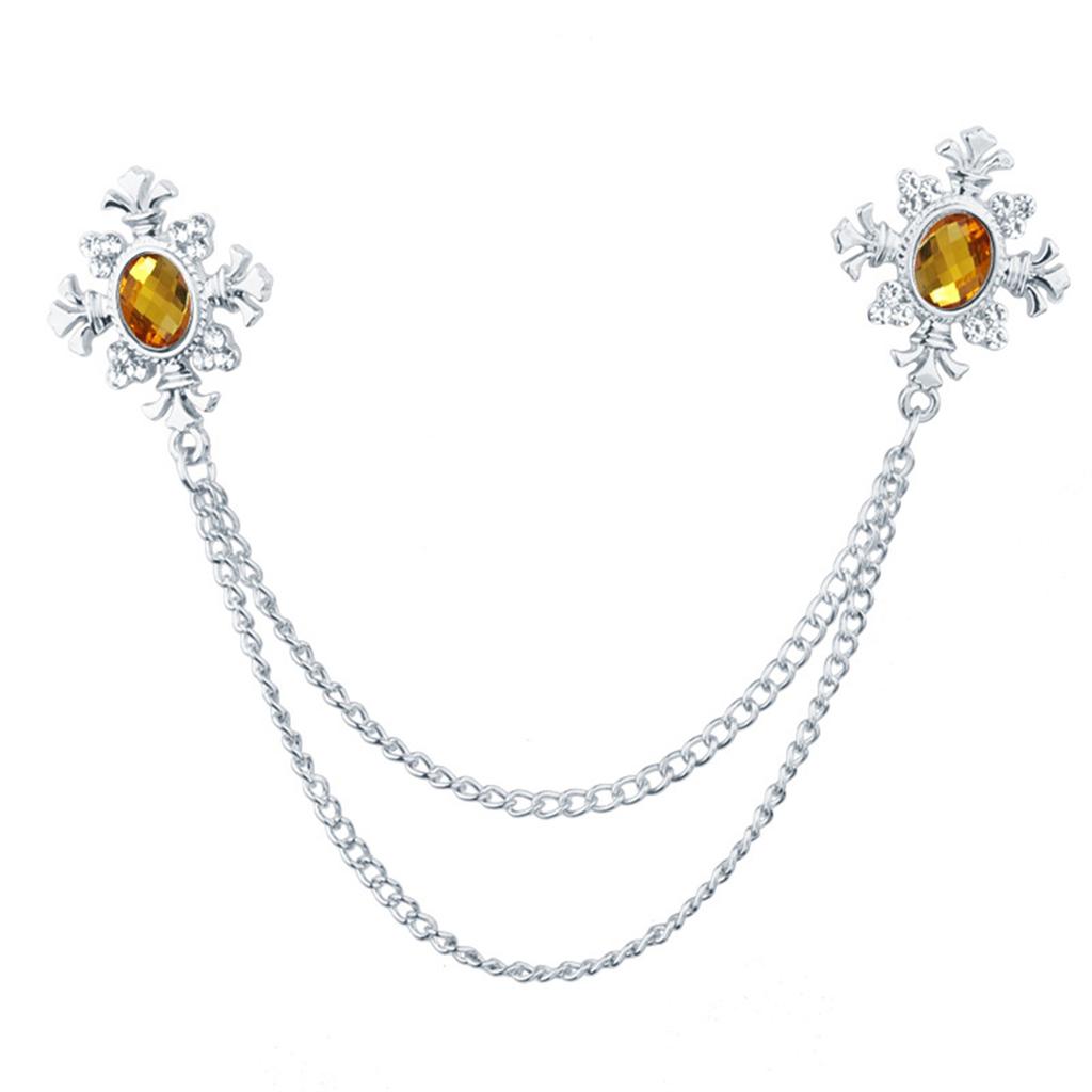 Elegant Tassel Rhinestone Cross Collar Pin For Shirts Fashionable Enthusiasts Suit Shirt Collar Brooch Trendy Jewelry