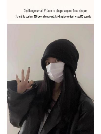 Women's Large Head Beanie: Autumn/Winter Breathable Loose Knit Hat for a Slimming Look.