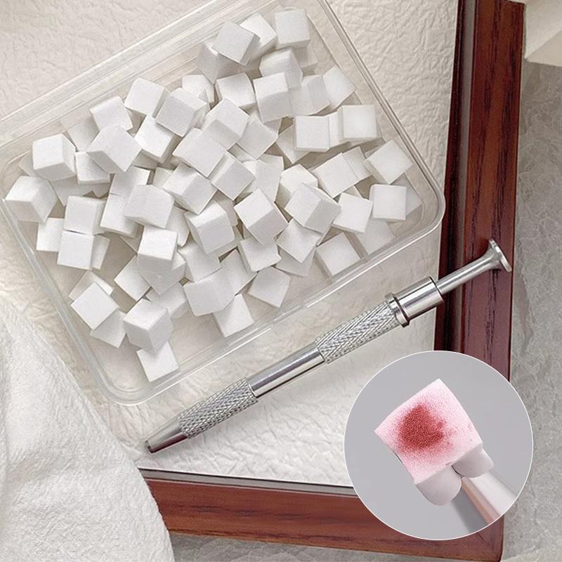 50/100Pcs Nail Art Gradient Sponge Pen Set With Replaceable Sponge Heads And Non Slip Metal Handle Perfect For Home Diy