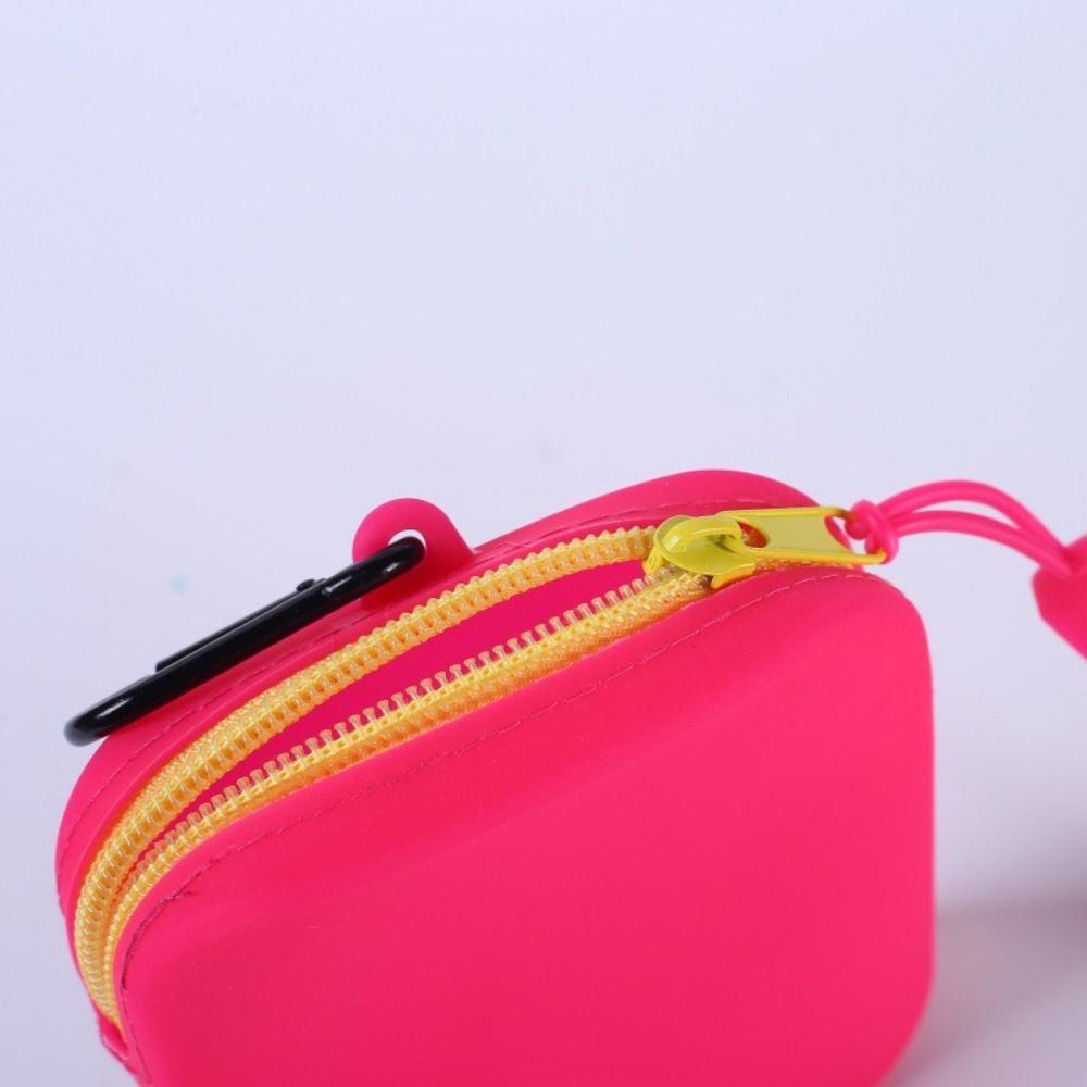 Portable Silicone Coin Purse Waterproof Solid Color Earphone Bag Zipper Small Item Bag Students