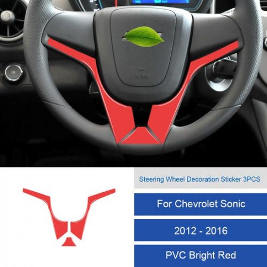 Carbon Fiber Front Steering Wheel Chin Cover Sticker For Chevrolet Sonic 2012-16