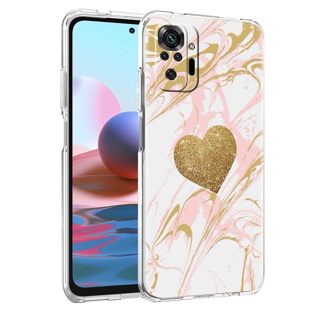 

Gold Rose Love Heart Phone Case For Xiaomi Redmi Note 14 13 12 5G 9S 9 10 11 Pro Plus 4G 9T 14C 13C 12C 10C 9C 9A Clear Cover Redmi Note 14ProPlus
