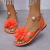 Flat Bottomed Pearl Retro Fashionable Flower Beach Sandals