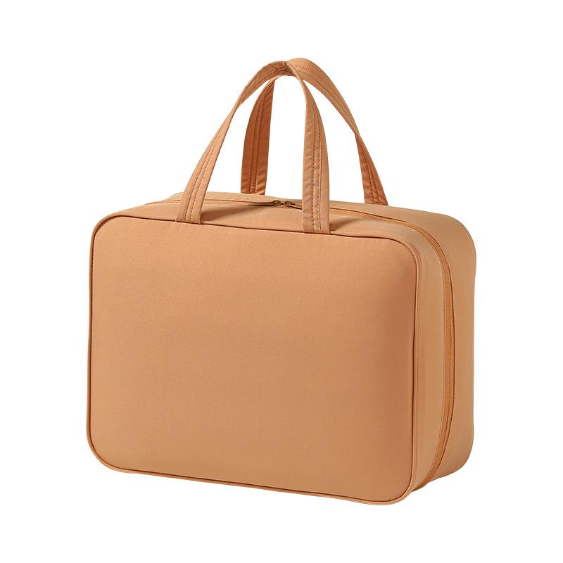

1pc Travel Waterproof Folding Dry and Wet Separation Toiletry Bag Cosmetic Storage Bag Large Capacity Cosmetic Bag 37x27x15cm светло-коричневого