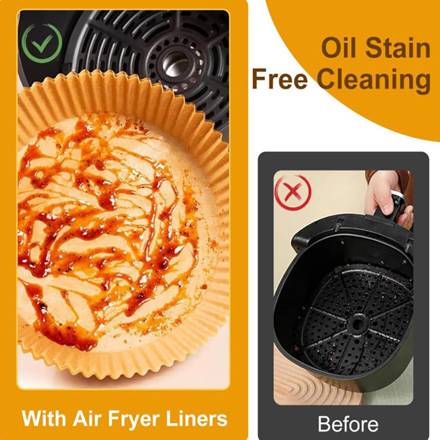 100/200PCS Air Fryer Liner Round, 7.9 inch Baking Parchment  Air Fryer Disposable Paper Liners,Unbleached Non-stick Non-leak
