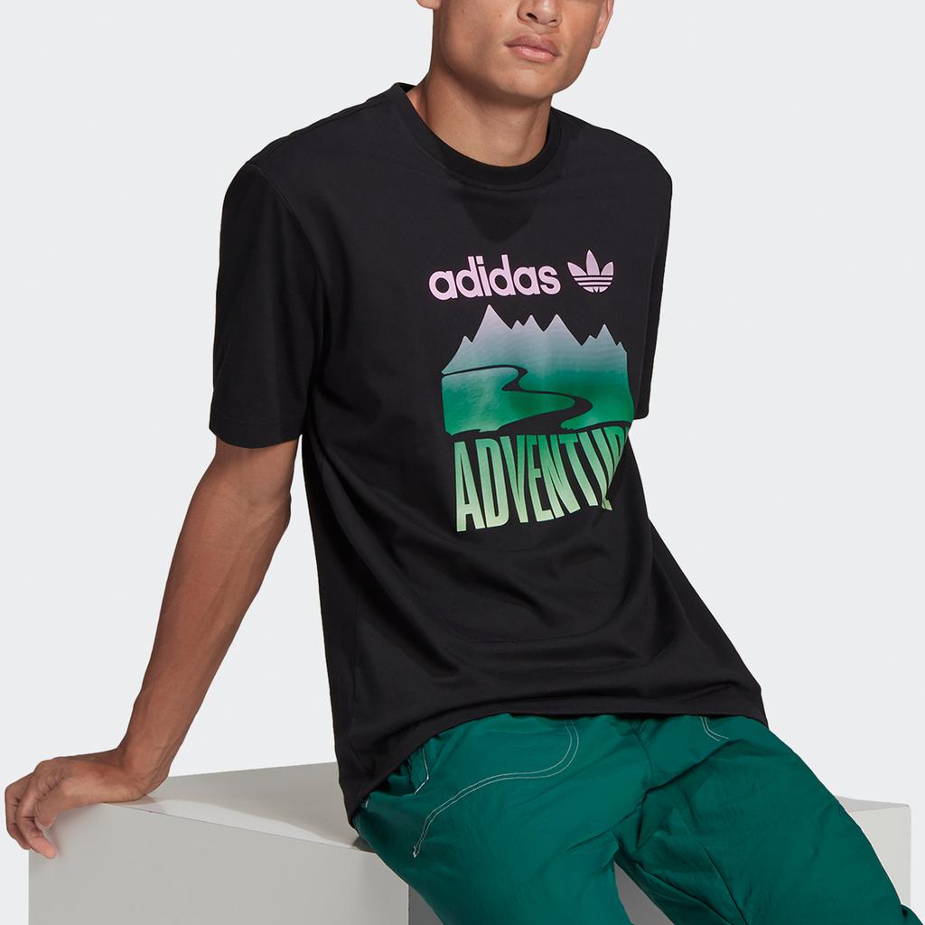 Adidas Originals Adv Mount Retro Graphic Sports Tee Men Tops Black GN2357