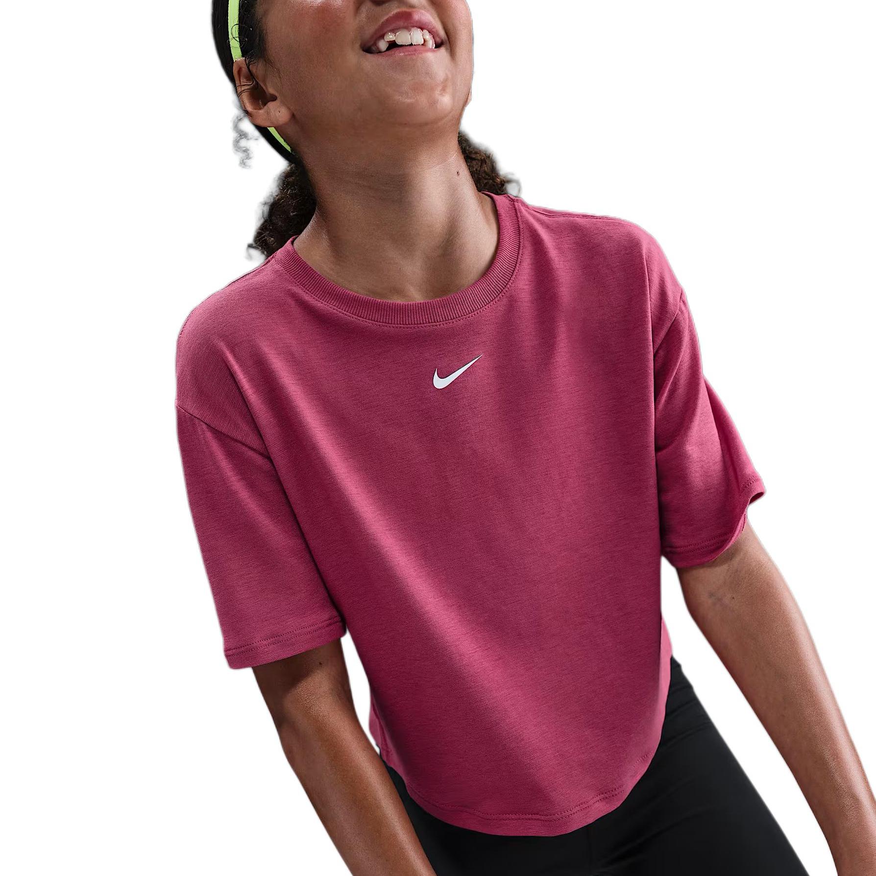 

Nike Футболка с логотипом, круглым вырезом, свободного кроя, с коротким рукавом, детские топы, цвет свеклы FZ5602-634