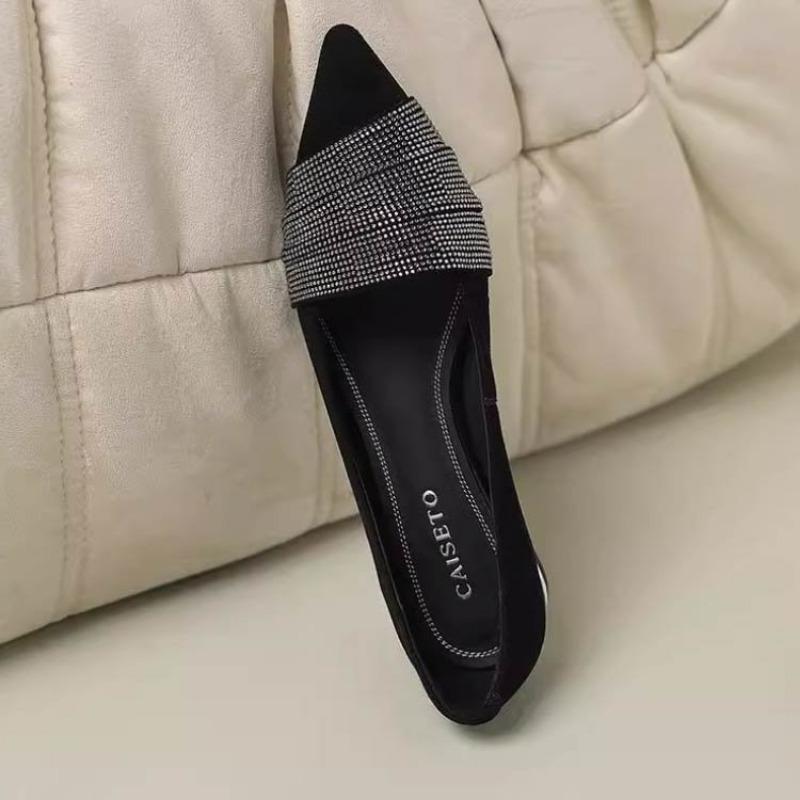 

Новая ниша, Модные и элегантные туфли-балетки с круглым носком и неглубоким вырезом, украшенные стразами 40