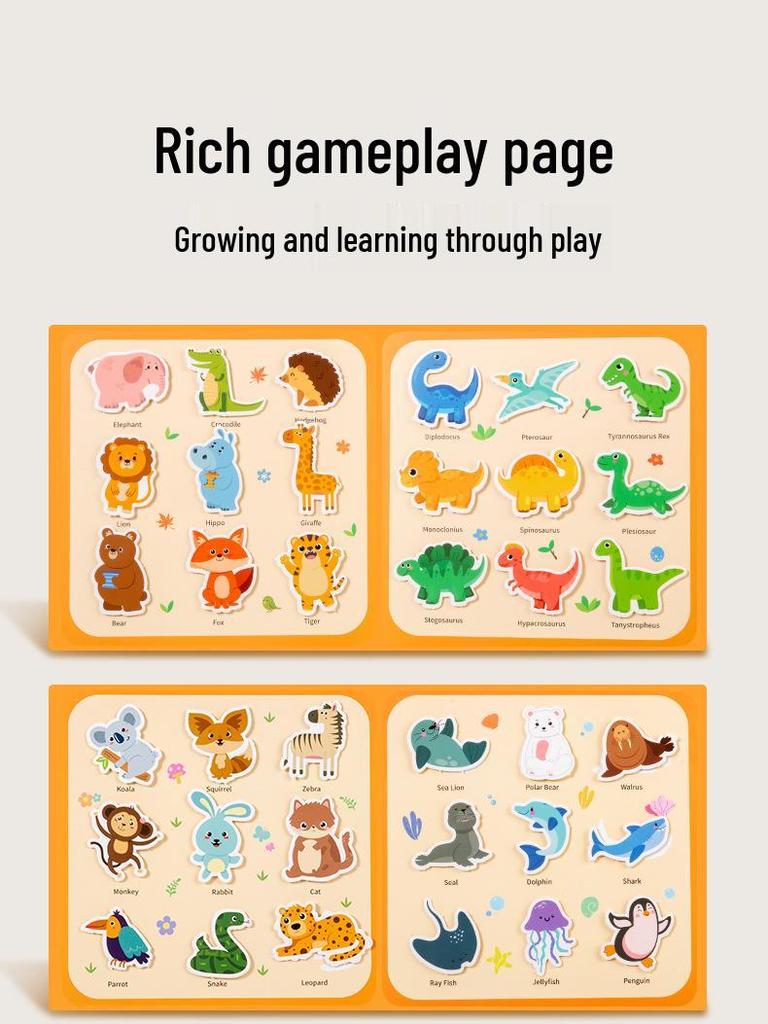 Children's Reusable Graffiti Quiet Book: Animals & Transportation Educational Toy for Toddlers