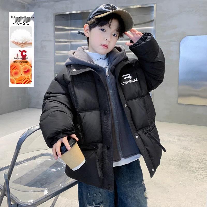 Boys' Red Winter Two-in-One Thickened Cotton Jacket