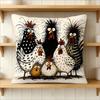 Lustige Cartoon-Hühner-Kissenhülle Niedlicher skurriler Hahn-Familien-Druck Bauernhof-Tier-Kissenbezug für Sofa Bett Couch Heimdekoration