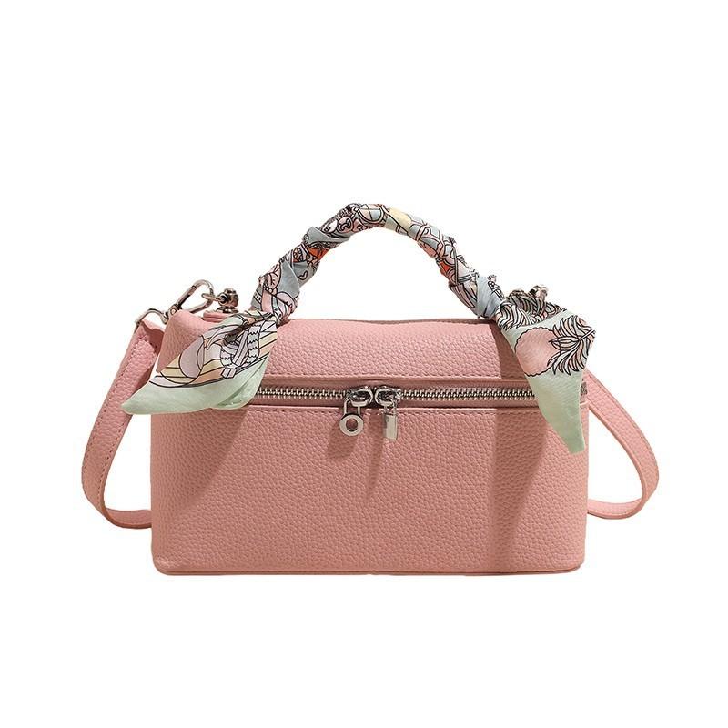 Silk Small Box Scarf Bag Stitching Detail Inner Zip Pocket Urban Bags Travel