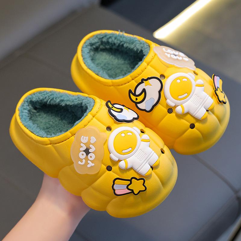 Детские теплые флисовые нескользящие водонепроницаемые хлопковые тапочки 32/33 inner — фото 6