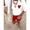 European sizes Fashionable Women'S Round Neck Heart Print Casual Summer T-Shirt | Cool Short Sleeves, Geometric Pattern, All-Season Comfort