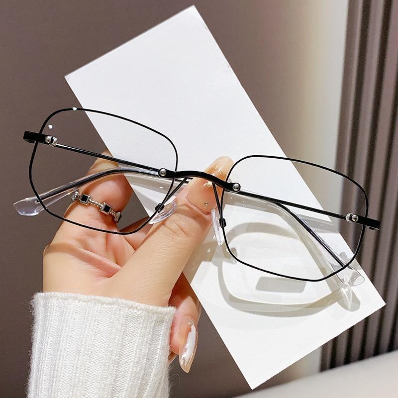 Business Frameless Reading Glasses for Women Men New Fashion Large Frame High-definition Anti Blue Light Presbyopia Eyeglasses