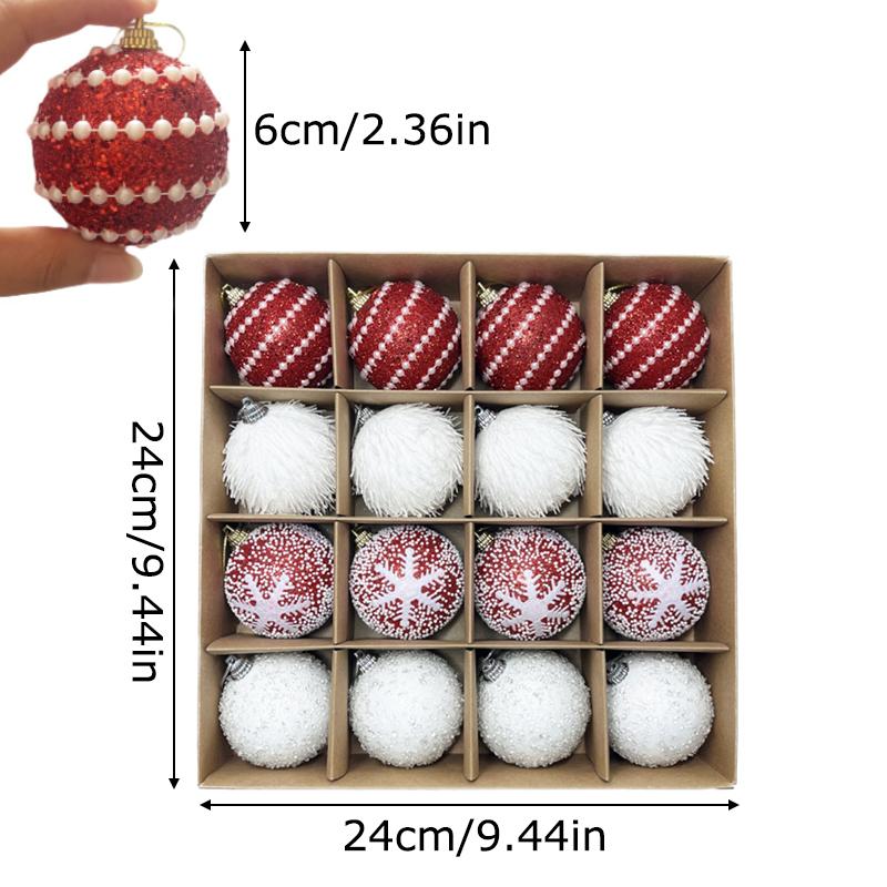 Ensemble de 16 Pièces d'Ornements de Noël Fabriqués à la Main Kit Décorations Festives pour Arbre Boule en Mousse de Noël Décorations de Fête Uniques Faites à la Main