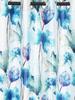 Home Sizzler 2 Pieces Abstract Flower Eyelet Polyester Semi- Transparent Door Curtains, Blue
