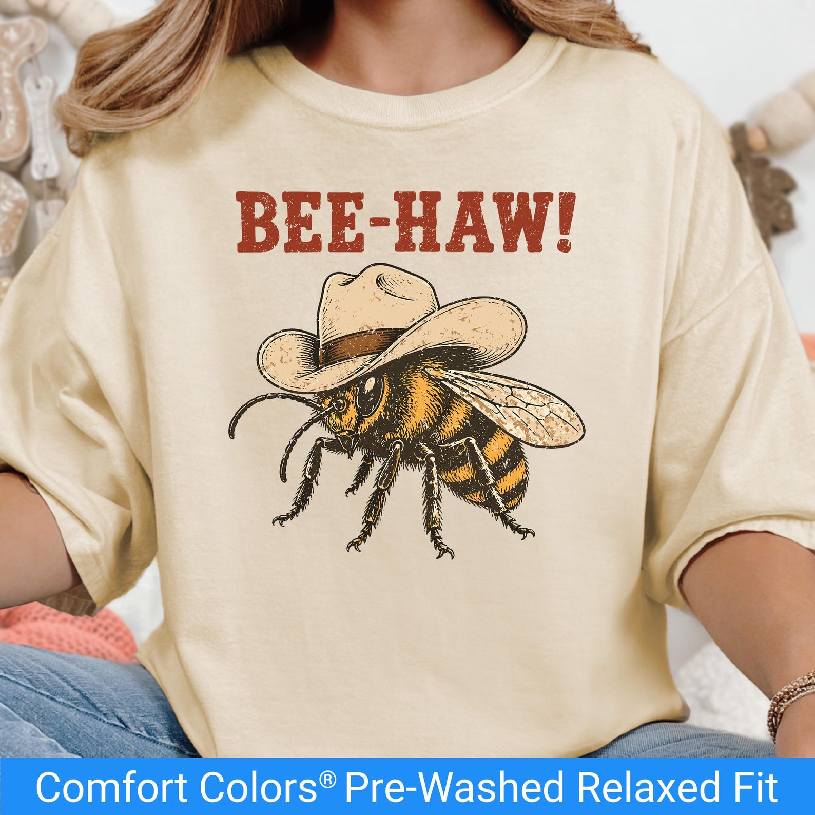 Funny Bee Pun Shirt, Comfort Colors Cowboy Bee Haw Tee, Beekeeper Gift, Western Humor Tshirt, Bee Lover Gift, Garden Lover Shirt, Rodeo Tee XL