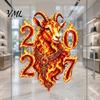 Vibrant Pattern Window Cling Chinese New Year Decoration, 2027 Goat Static Clings, Zodiac Glass Reusable Holiday Clings Decals, Lunar Christmas Decor