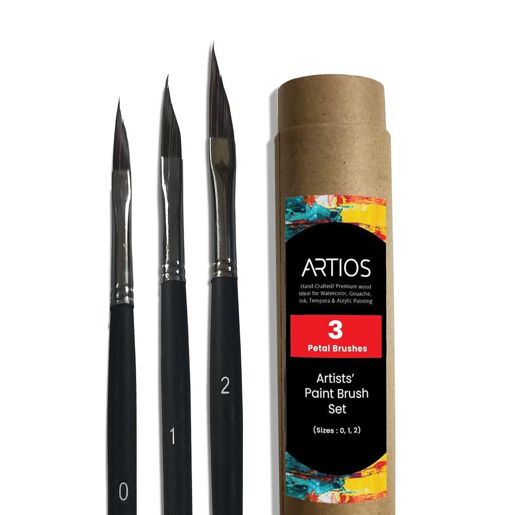 Petal Paint Brushes Set - Handmade Artist Painting Brush Set Including Triangle Petal Dagger Brush for Acrylic, Watercolor, & Gouache Painting