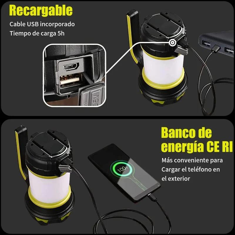 USB Rechargeable Camping Lantern, 6 Mode Super Bright Portable Handheld Lamps Perfect for Camping