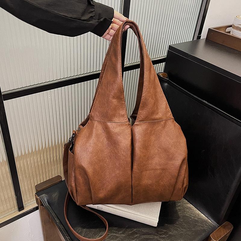 Retro new simple large bag soft leather large capacity shoulder handbag bag women's bag