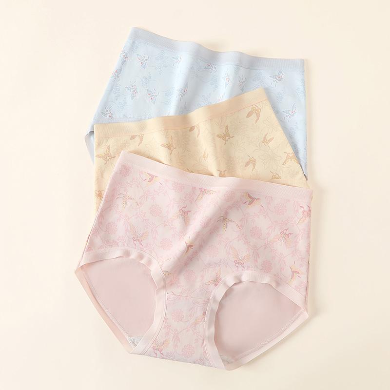 Fentengkan Antibacterial 3-Pack Countryside Floral Pure Cotton Crotch High-Waisted Women's Underwear