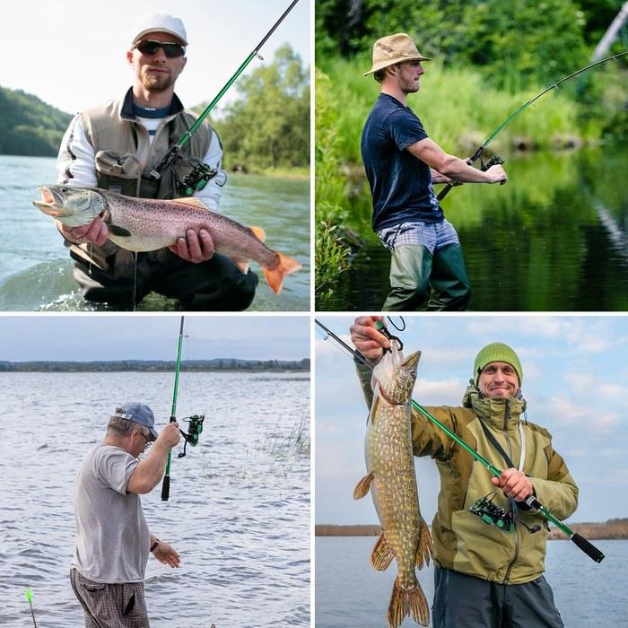Goture Black Green 1.8M 24T Pure Carbon Fishing Set Telescopic Fishing Rod & Reel Combo with 9+1 Spinning Reel, 600D PVC Carrier Bag,