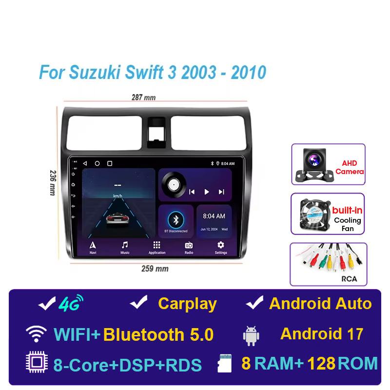 Car Radio Android 17 For Suzuki Swift 2003-2010 Navigation Multimedia Video Player Carplay Auto Head Unit BT Stereo GPS 4G WIFI