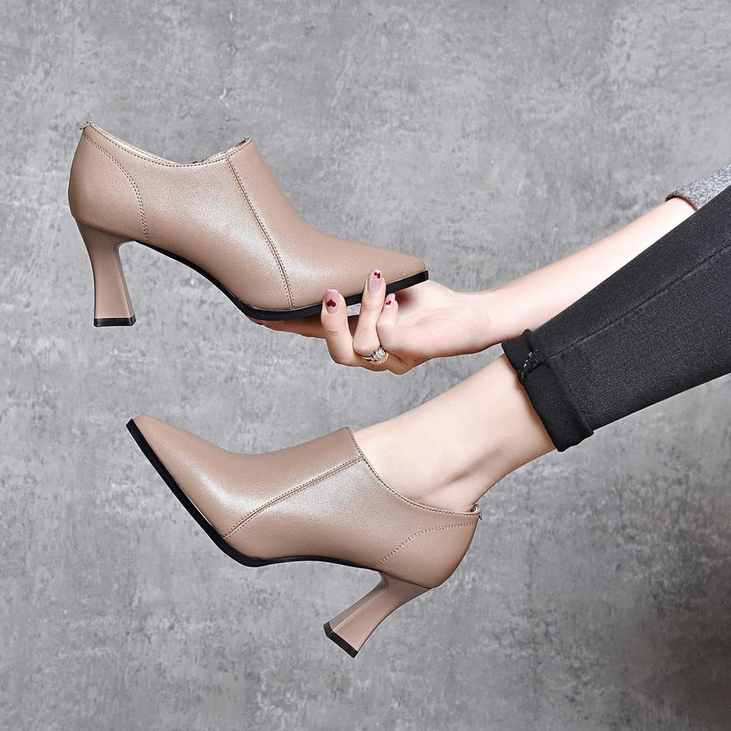 Pointed Stiletto High Heels Women's Spring New Deep Mouth Women's Shoes Simple Temperament Ankle Shoes Work Shoes