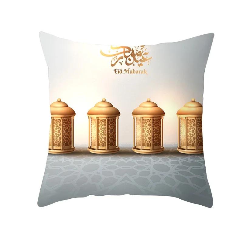 X Ramadan Islamic Muslim Printed Cushion Cover for Home Living Room Sofa Decoration Square Polyester Pillowcase