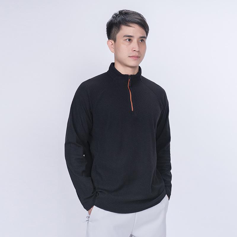 Herren Herbst Urban Stehkragen Langarm Halb-Reißverschluss Freizeit-Top
