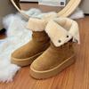 Women's Large Size Thick Sole Soft Sole Winter Warm Fur One Snow Boots Padded Lined Ankle Boots Anti-slip Hiking Sports Cotton Boots