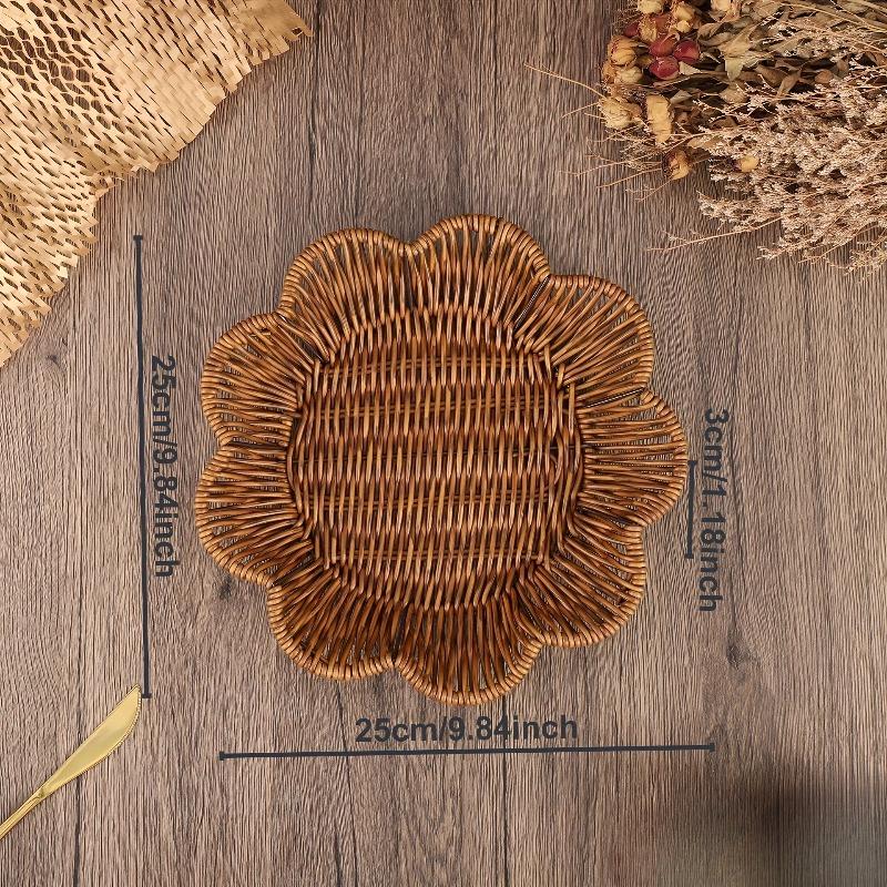 3PCS/SET Rattan Style Woven Storage Basket for Living Room Home Multipurpose Fruit Snack Candy Dessert Tray