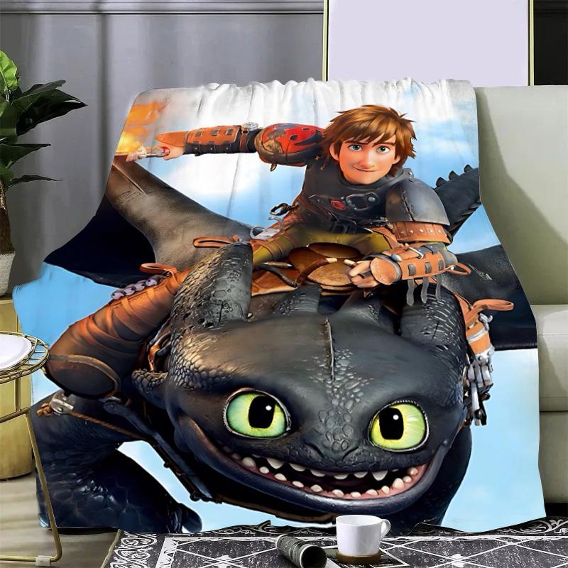 Heißer Film Drachenzähmen Leicht Gemacht Niedliche Drachen Aufgedruckte Picknickdecken Warme Decke Weiche und Bequeme Decke Zuhause Reisen Geburtstagsgeschenk