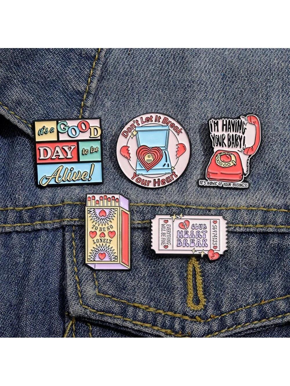 

5 предметов детской креативной розовой серии телефонные спички, марки, броши из сплава, повседневные наряды, сумки, аксессуары, значки