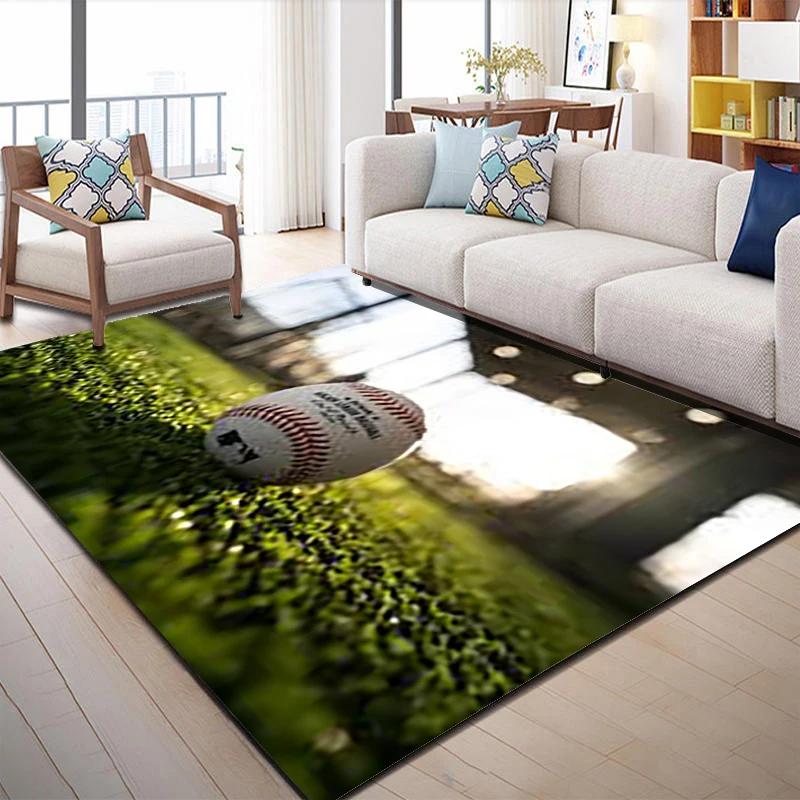 Modern Baseball Field Pattern Area Rugs Green Carpet Suitable for Living Room Kitchen Bedroom Laundry Room,Home Decorations