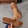 Leichte Keilslipper Damen Sommer Blumen-Dekor Dicke Sohle Sandalen Frau Übergröße 36-43 Plateau Strand Flip-Flops