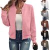 Womens Bomberes Jacket Zipper Long Sleeve Baseball Jacket Casual Jackets Outerwear Windbreaker