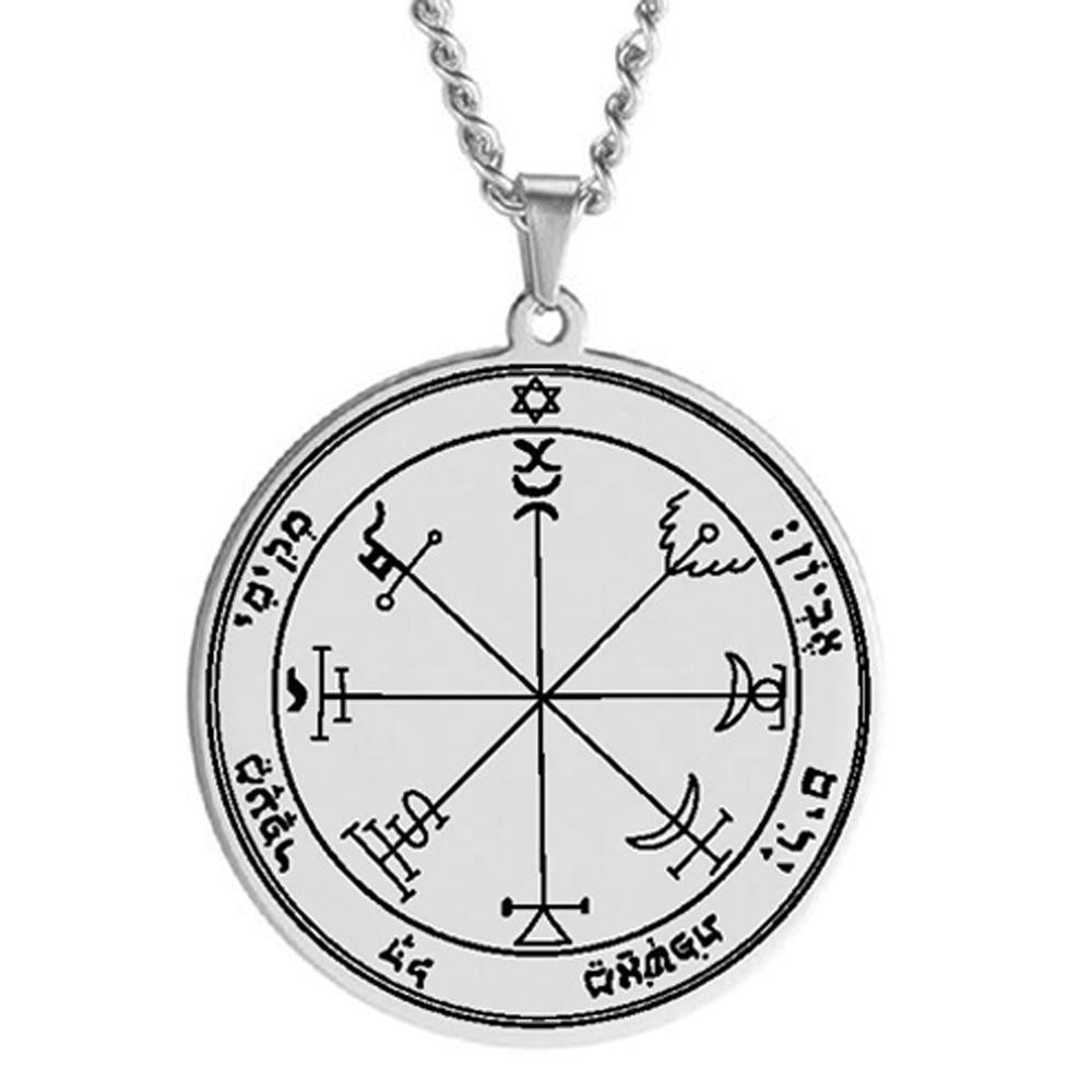 Zegel van Salomo 44 Jupiter Mars Mercurius Maan Saturnus Zon Venus Amulet Roestvrij Staal Hanger Ketting