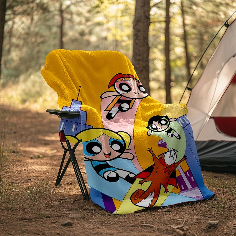 The Powerpuff Girls Theme Printed Blanket - Perfect for Couch, Bed, Travel & Outdoor Use | Machine Washable, Cozy & Durable.
